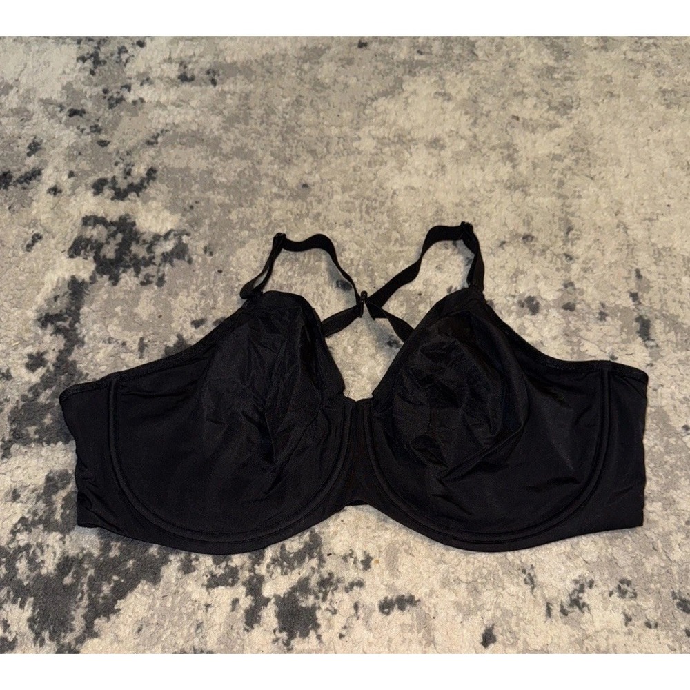 Fit For Me Fruit Of The Loom Silky Smooth BLACK Unlined Underwire Bra Sz 42DDD